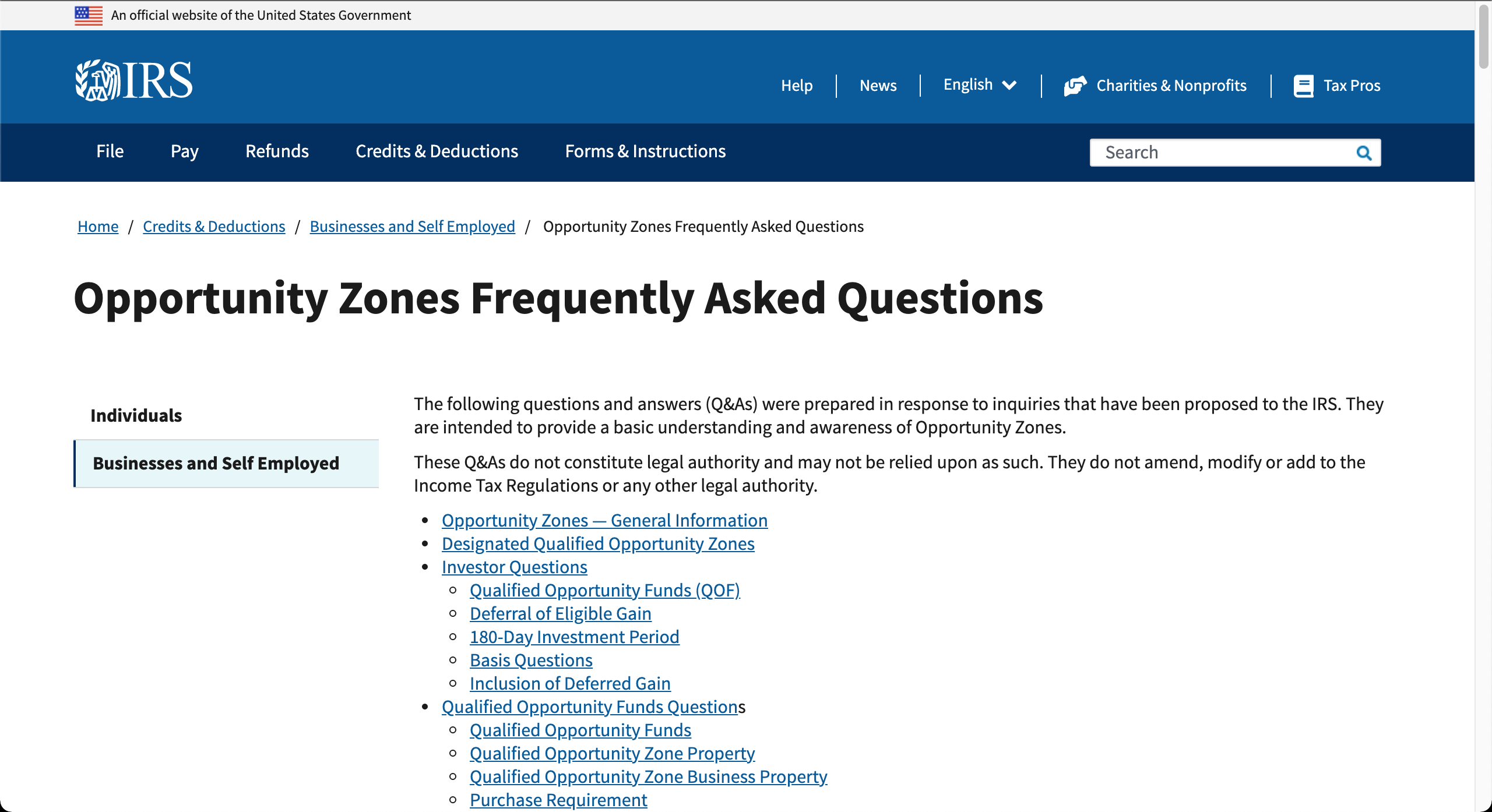 Opportunity Zones Frequently Asked Questions